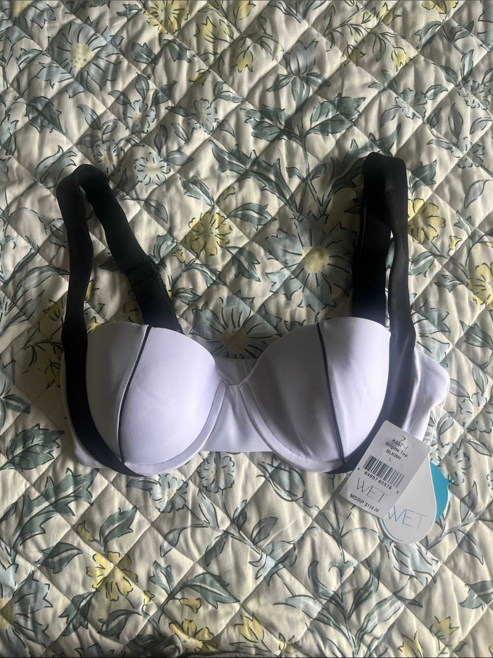 WET White and Black Underwire Bikini Top